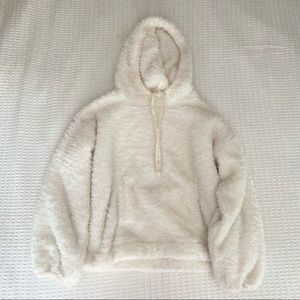 Gap white Sherpa hooded pullover size Large